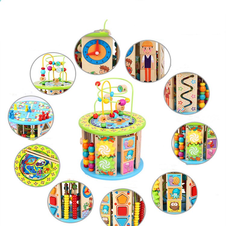 Multifunctional 10-in-one Puzzle Bead Around Wooden Toy