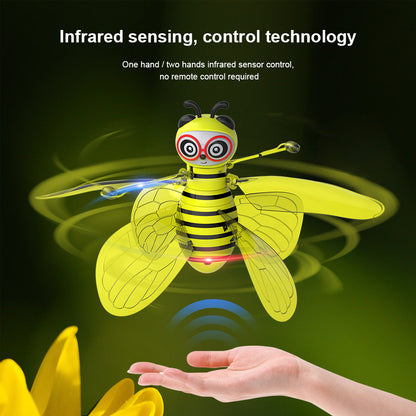 Mini Flying Bee Toy - Infrared Induction Drone Helicopter With Shining Gesture Sensing Vehicle