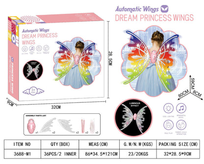 Girls Electrical & Shiny Moving Fairy Butterfly Wings With Glowing Lights