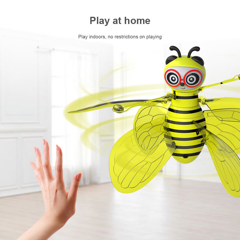 Mini Flying Bee Toy - Infrared Induction Drone Helicopter With Shining Gesture Sensing Vehicle