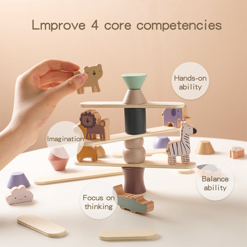 Building Blocks, Animal Stacking, Balance Wood Educational Toy