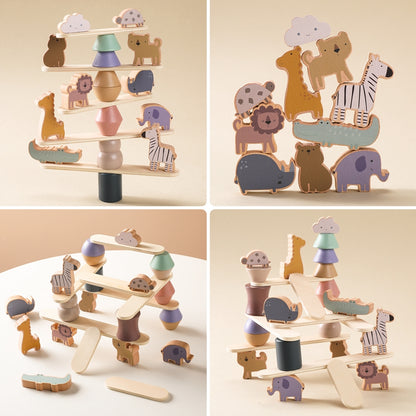 Building Blocks, Animal Stacking, Balance Wood Educational Toy