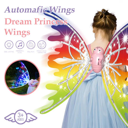 Girls Electrical & Shiny Moving Fairy Butterfly Wings With Glowing Lights