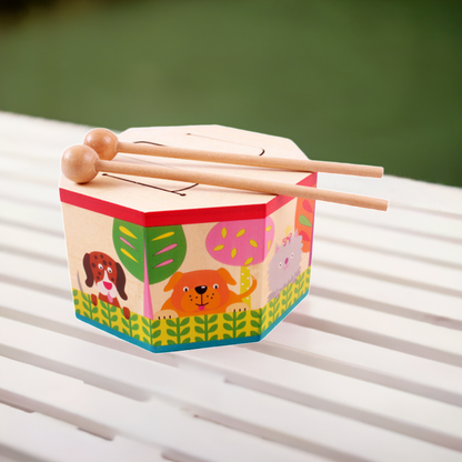 Wooden children's octagonal drum