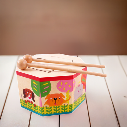 Wooden children's octagonal drum