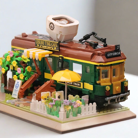 Street View Series : Train Coffee Shop Kiosk Assembling Blocks